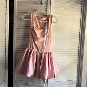 LEAU bubble hem pink mini dress